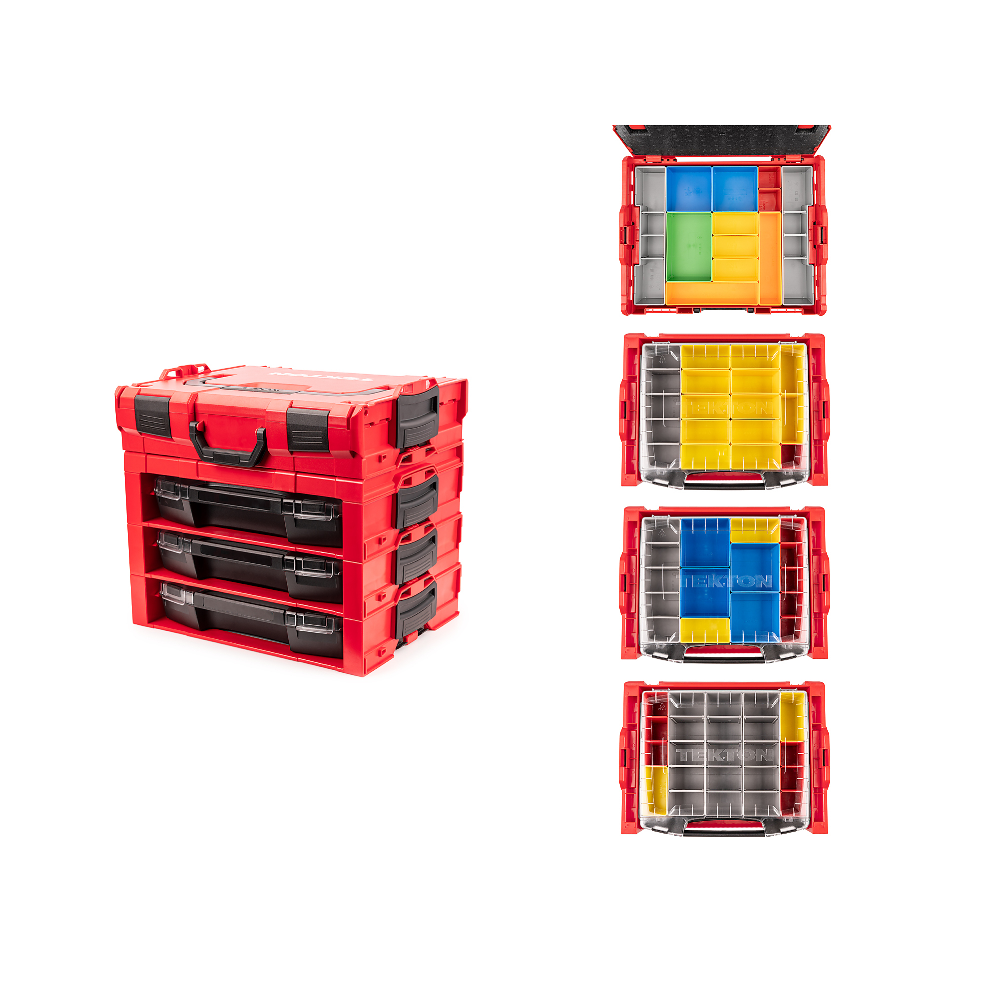 TEKTON 3-Drawer Stack with Shallow Tool Box (L-BOXX 1) and Organizer Bins | OLB99203